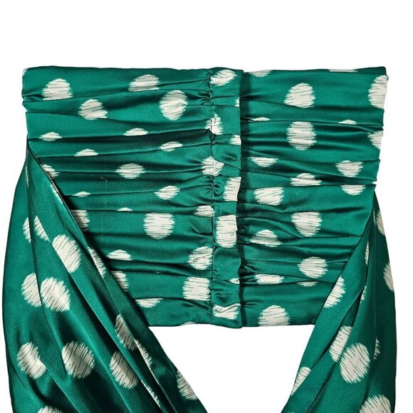 Hutch Polka Dots Strapless Pleated Blouse Back Zip Tie Back Stretch Womens 6 NWT - Picture 7 of 16